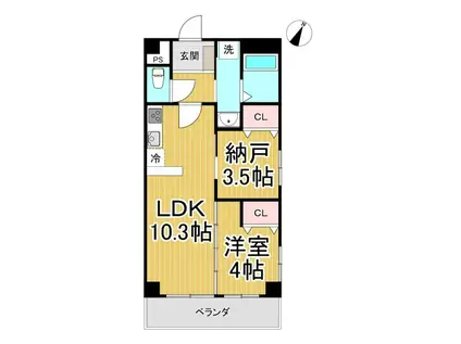 グランジュテ寺畑(1SLDK/2階)の間取り写真