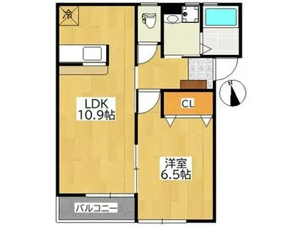 ローゼ高原(1LDK/2階)の間取り写真