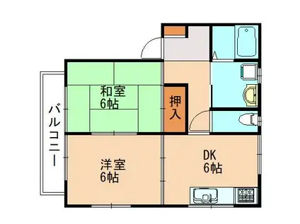 KALEN(2DK/2階)の間取り写真