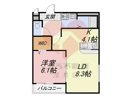 グランメゾンゆずり葉I番館(1LDK/1階)の間取り写真