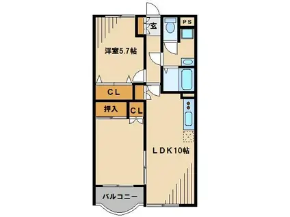 ルミエールII(2LDK/1階)の間取り写真