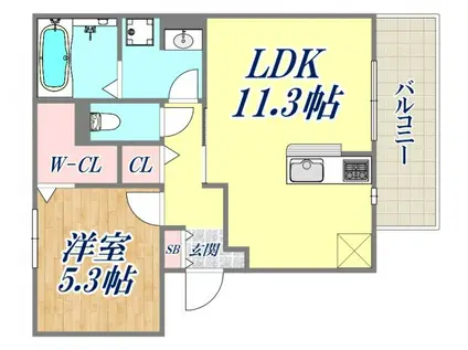 ヴィラージュ武庫之荘(1LDK/3階)の間取り写真