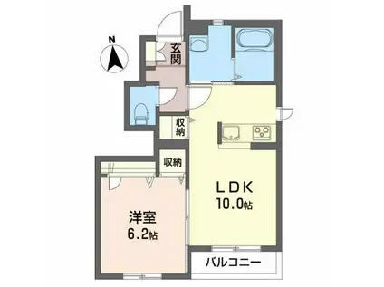 ガナール(1LDK/1階)の間取り写真