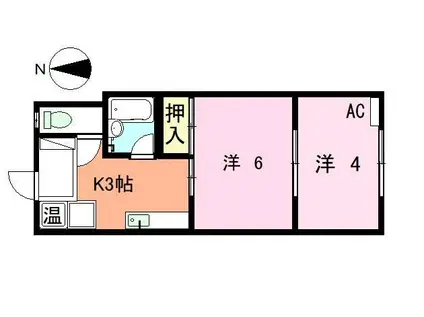 ロイヤルハイツ野々市(2K/2階)の間取り写真