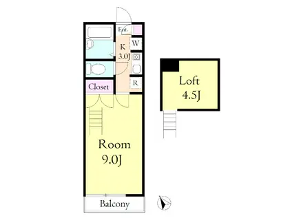 ルミエール(1K/2階)の間取り写真