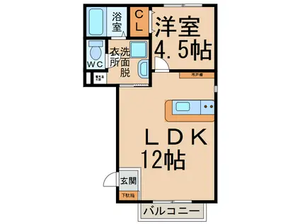 サン・FRIENDS北外山IIB(1LDK/1階)の間取り写真