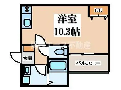 BADGE BAGASE イースト(ワンルーム/1階)の間取り写真