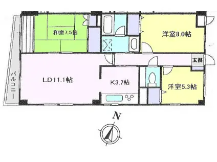 サンテラス高輪(3LDK/2階)の間取り写真