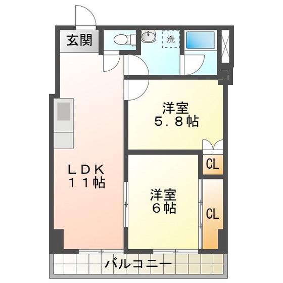 メゾン・ヴァンベール(2LDK/8階)の間取り写真