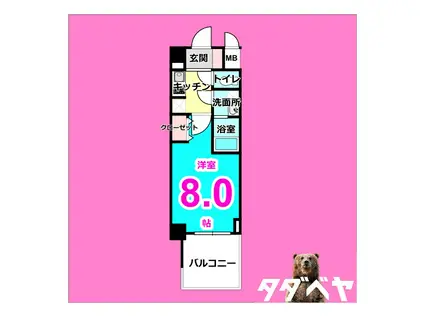 S-RESIDENCE志賀本通ノース(1K/2階)の間取り写真