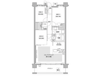 パークシュロス芦屋(3LDK/4階)の間取り写真