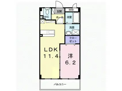 クールグランヒガ(1LDK/3階)の間取り写真