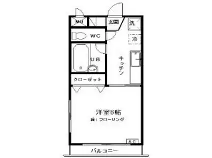 プリムヴェールハイム(1K/4階)の間取り写真