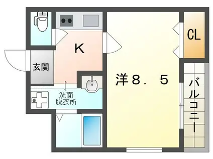 フジパレス滝井元町I番館(1K/3階)の間取り写真