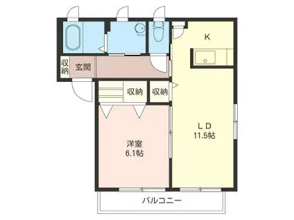 京成本線 八千代台駅 徒歩8分 2階建 築21年(1LDK/2階)の間取り写真