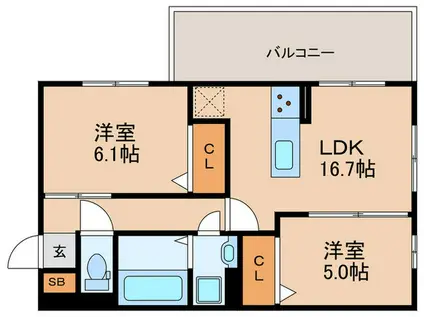 FLEURII(2LDK/2階)の間取り写真