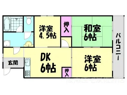 コーポ上町(3DK/1階)の間取り写真