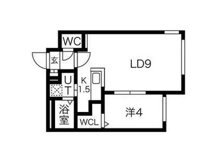 ラフィーネ中島公園PREMIUM(1LDK/2階)の間取り写真