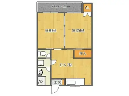 マンション真砂(2DK/3階)の間取り写真