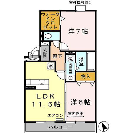 グレイス ヒルズ(2LDK/3階)の間取り写真