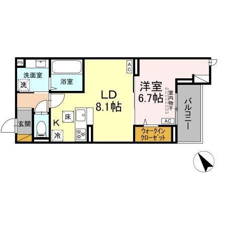 CRADLE(1LDK/2階)の間取り写真