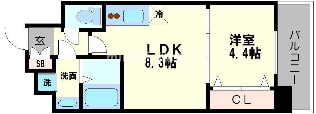 SPLENDIDE NAMBAIII(1LDK/14階)の間取り写真