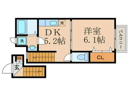 リマーレ山科(1DK/2階)の間取り写真