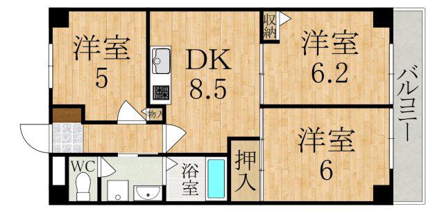 アルファプレイス(3DK/3階)の間取り写真