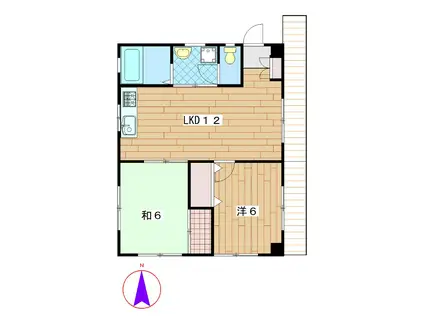 清水ビル(2LDK/3階)の間取り写真