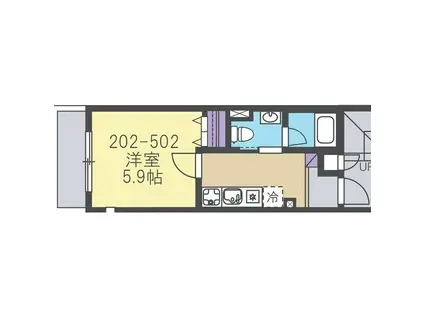 グランベイト白楽(1K/5階)の間取り写真