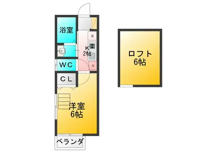 メープル石神井台(1K/2階)の間取り写真