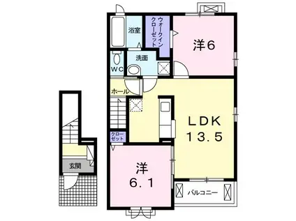 サニー ウエスト II(2LDK/2階)の間取り写真