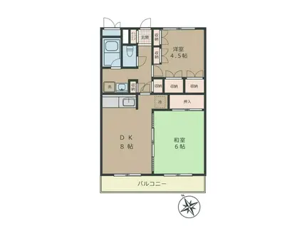 ドミシル池袋(2DK/1階)の間取り写真