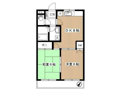 グローガーデンII 303(2DK/3階)の間取り写真