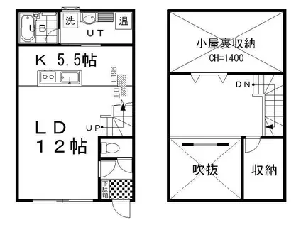 シャンクスV(1LDK/2階)の間取り写真