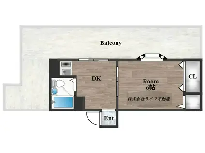 サンライフ若江東(1DK/4階)の間取り写真