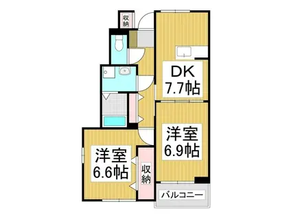 ボム・コリーヌI(2DK/1階)の間取り写真