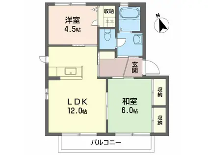 バリュージュI(2LDK/2階)の間取り写真