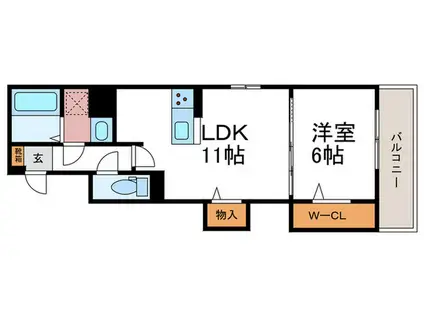 ディル西京極(1LDK/1階)の間取り写真