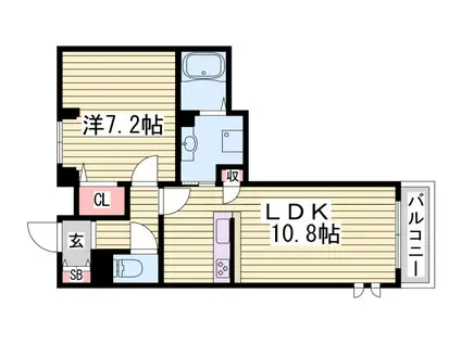 アルベージュ今宿(1LDK/1階)の間取り写真
