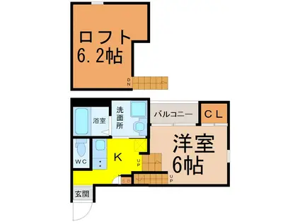 シャルムコーポ尾頭橋(1K/1階)の間取り写真