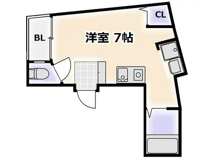 ステイタス難波ビル(ワンルーム/3階)の間取り写真