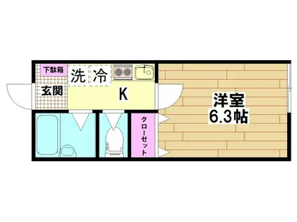 アルバート(1K/1階)の間取り写真