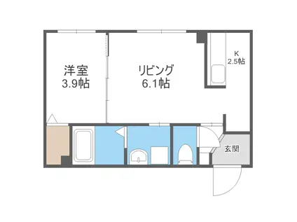 福住1-1MS(1LDK/2階)の間取り写真