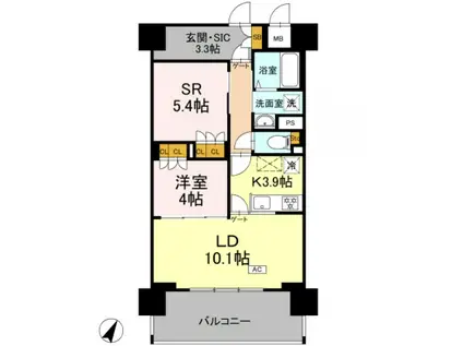 リーラ横浜川和町(1SLDK/10階)の間取り写真