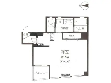 伊野ビル(ワンルーム/4階)の間取り写真