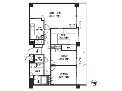 パティオ本牧(3LDK/3階)の間取り写真