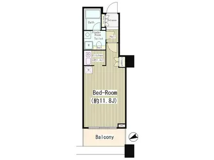 白金タワー(1K/6階)の間取り写真