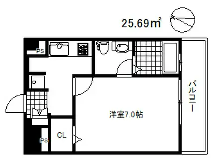 アルファレガロ甲南山手(1K/7階)の間取り写真
