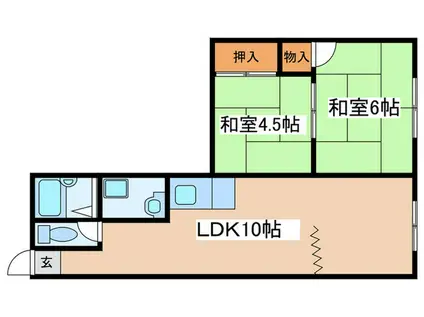 カーサ平野(2LDK/2階)の間取り写真